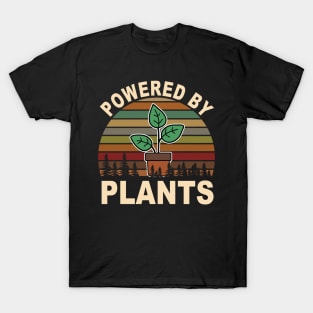 Vintage Powered By Plants Vegan Vegetarian Gift T-Shirt